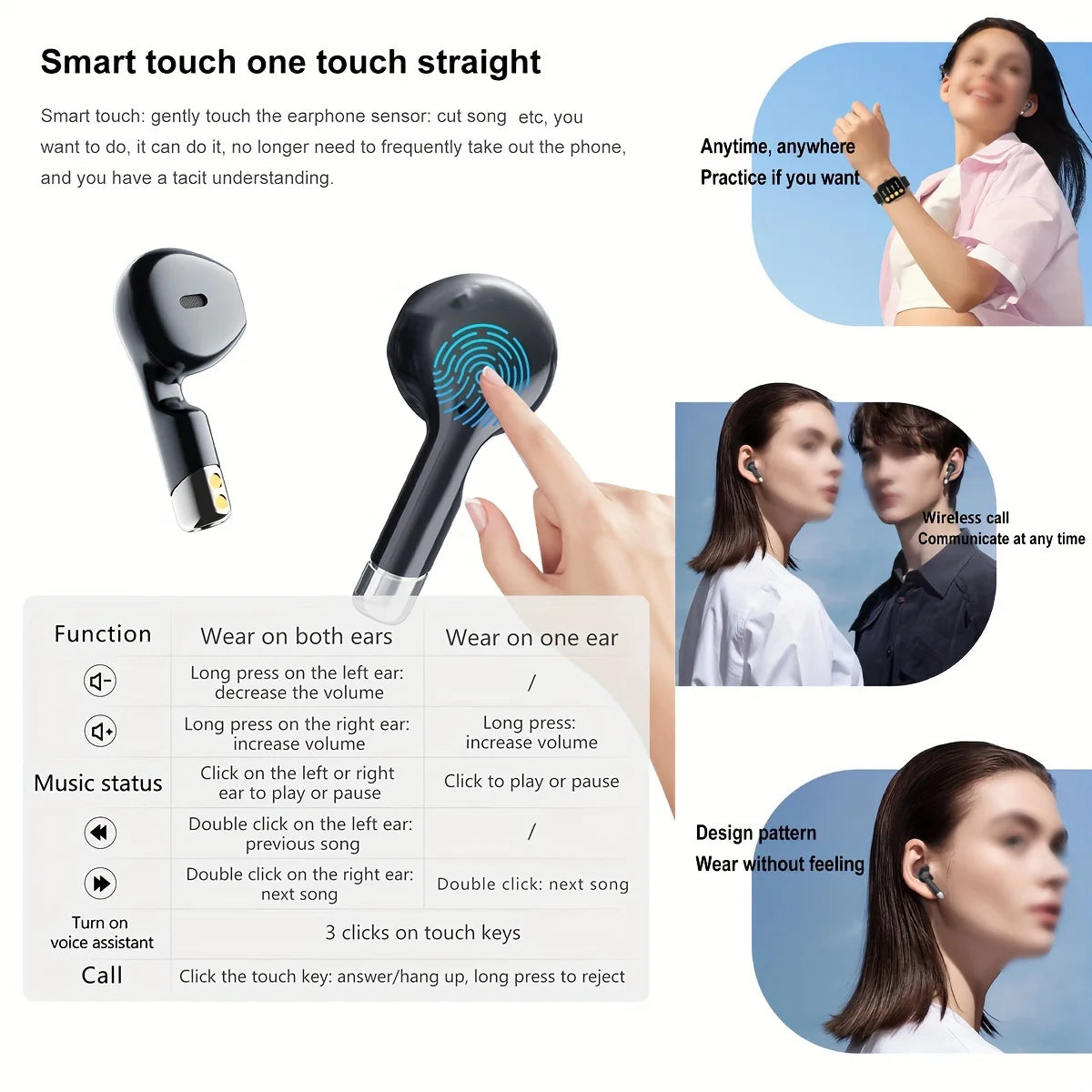 Smart Watch 2.01 Inch HD Large Screen Waterproof Heart Rate Blood Oxygen Bluetooth Earphone TWS 2 in 1 Make Phone Calls